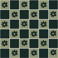 70s Checkered Flowers Seamless Pattern
