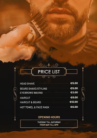 Barbershop Price menu design free
