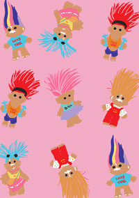 Trolls pattern design with a pink twist on womens boxer