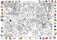 Winter Wimmelbuch coloring page with Find-and-Count-Tasks