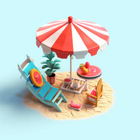 Summer 3D Model isolated background
