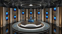 Virtual TV Studio Set Green screen background 3d Rendering