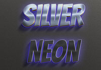 silver neon 3d text effect