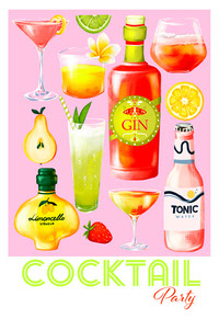 Cocktail poster pink A4
