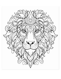 Lion Head Mandala Coloring Page