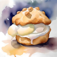 Edit National Cream Puff Day D - January 2 - Watercolor