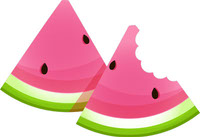 Two triangular slices of watermelon