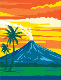 Mayon Volcano Natural Park in Bicol Region Luzon Philippines WPA Art Deco Poster