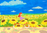 Sunflower Postcard Blank template