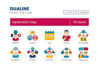 70 Generation Gap Icons - Dualine Flat Series