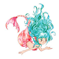 Watercolor Mermaids Clipart Set