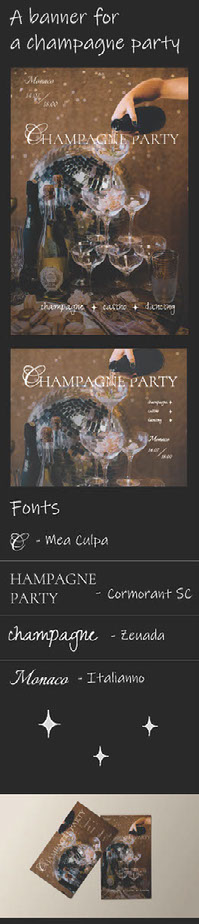 A banner for a champagne party