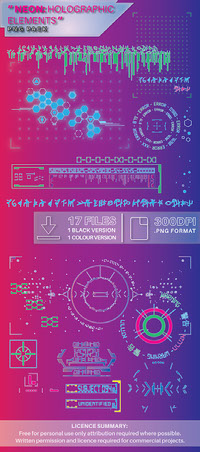 Neon Holographic Element PNG pack
