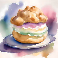 National Cream Puff Day F - January 2 - Watercolor