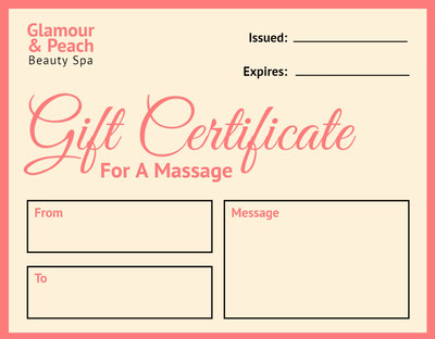 Massage on sale gift certificate