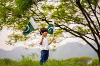 Kid holding flag
