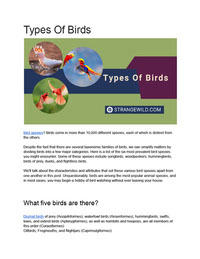 TYPE OF BIRDS