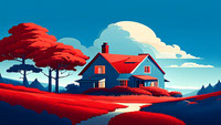farmhouse in red